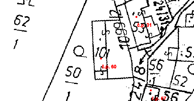Žandov 60, Chlístovice na parcele st. 101 v KÚ Žandov, Katastrální mapa