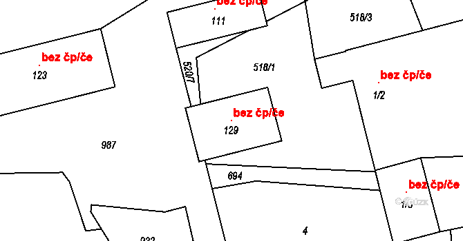 Olešenka 115448691 na parcele st. 129 v KÚ Olešenka, Katastrální mapa