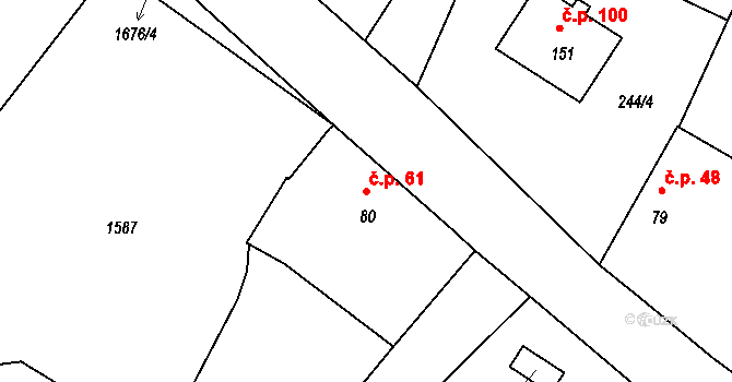 Hůrky 61, Lišov na parcele st. 80 v KÚ Hůrky u Lišova, Katastrální mapa
