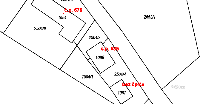 Skalice u České Lípy 585 na parcele st. 1086 v KÚ Skalice u České Lípy, Katastrální mapa