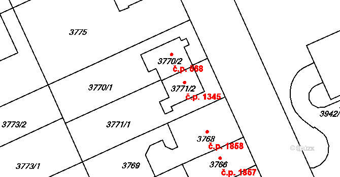Jihlava 1345 na parcele st. 3771/2 v KÚ Jihlava, Katastrální mapa