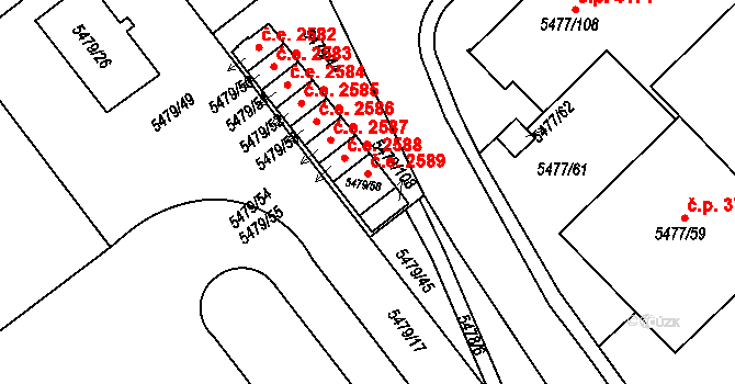 Jihlava 2589 na parcele st. 5479/56 v KÚ Jihlava, Katastrální mapa