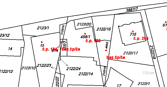Lipov 180 na parcele st. 456/1 v KÚ Lipov, Katastrální mapa