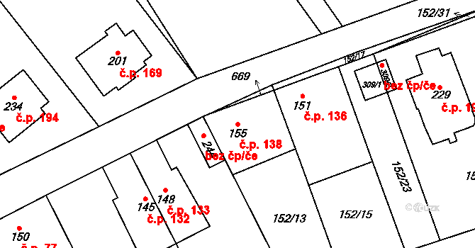 Lhota 138 na parcele st. 155 v KÚ Lhota u Kamenných Žehrovic, Katastrální mapa