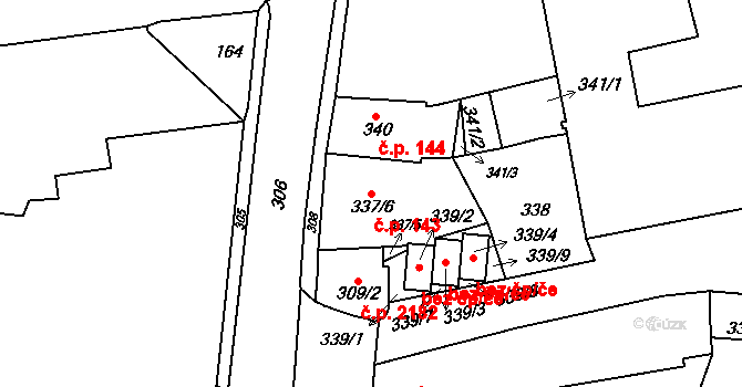 Pod Bezručovým vrchem 143, Krnov na parcele st. 337/6 v KÚ Krnov-Horní Předměstí, Katastrální mapa