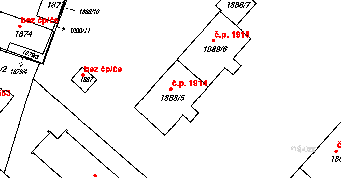 Pod Bezručovým vrchem 1914, Krnov na parcele st. 1888/5 v KÚ Krnov-Horní Předměstí, Katastrální mapa
