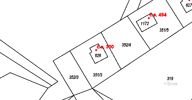 Krásná 300 na parcele st. 626 v KÚ Krásná pod Lysou Horou, Katastrální mapa