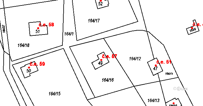 Hodyně 57, Skuhrov na parcele st. 49 v KÚ Hodyně u Skuhrova, Katastrální mapa