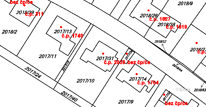 Boskovice 2038 na parcele st. 2017/31 v KÚ Boskovice, Katastrální mapa