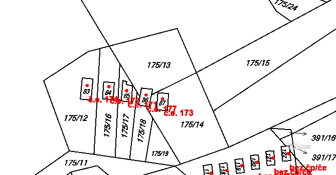 Soběšovice 177 na parcele st. 86 v KÚ Dolní Soběšovice, Katastrální mapa