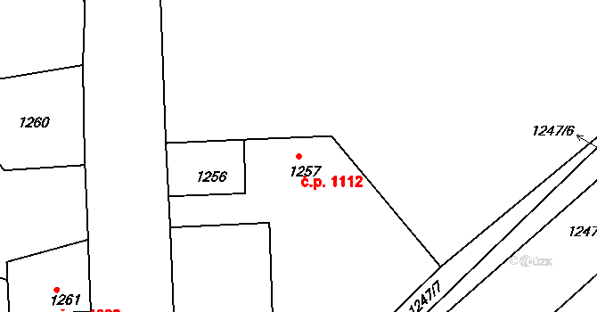 Děčín VI-Letná 1112, Děčín na parcele st. 1257 v KÚ Podmokly, Katastrální mapa