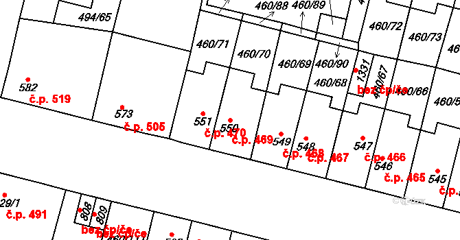 Libochovice 469 na parcele st. 550 v KÚ Libochovice, Katastrální mapa
