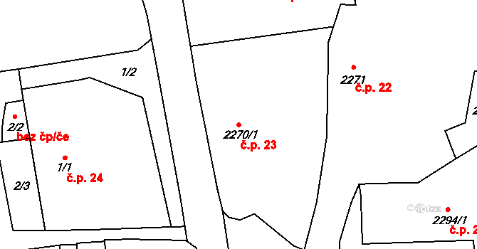 Brná 23, Ústí nad Labem na parcele st. 2270/1 v KÚ Brná nad Labem, Katastrální mapa