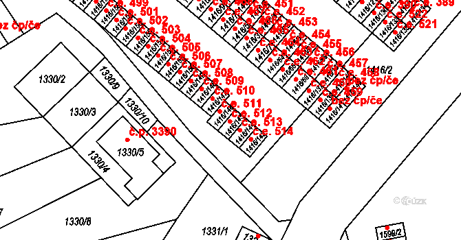 Ústí nad Labem-centrum 512, Ústí nad Labem na parcele st. 1416/145 v KÚ Ústí nad Labem, Katastrální mapa