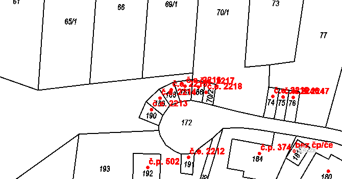 Střekov 2215, Ústí nad Labem na parcele st. 188 v KÚ Střekov, Katastrální mapa