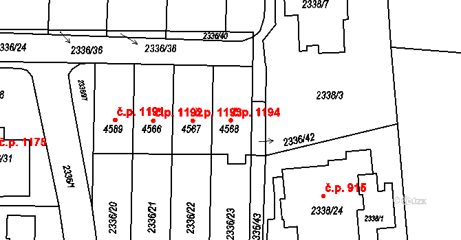 Žamberk 1194 na parcele st. 4568 v KÚ Žamberk, Katastrální mapa