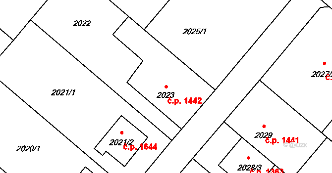 Petřvald 1442 na parcele st. 2023 v KÚ Petřvald u Karviné, Katastrální mapa