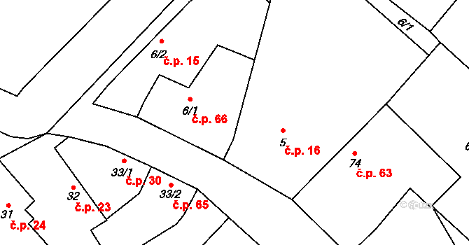 Ohrazenice 16, Jaroměřice nad Rokytnou na parcele st. 5 v KÚ Ohrazenice na Moravě, Katastrální mapa