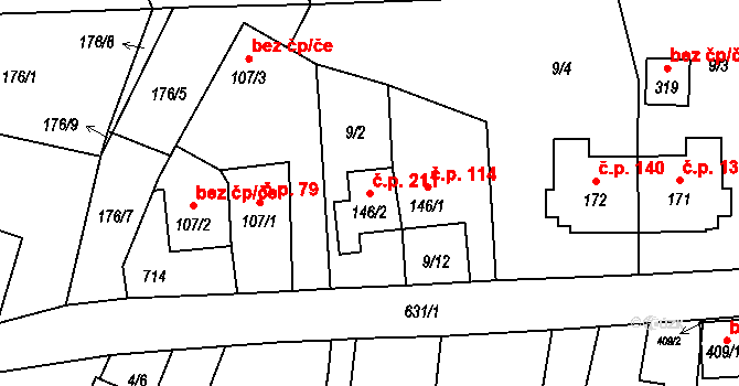 Cerekvice nad Loučnou 211 na parcele st. 146/2 v KÚ Cerekvice nad Loučnou, Katastrální mapa