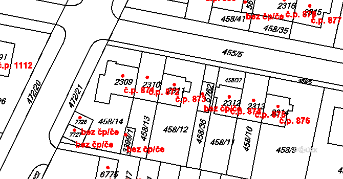 Horka-Domky 873, Třebíč na parcele st. 2311 v KÚ Třebíč, Katastrální mapa