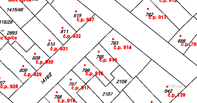 Předměstí 915, Svitavy na parcele st. 795 v KÚ Svitavy-předměstí, Katastrální mapa