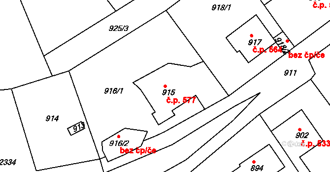 Železný Brod 577 na parcele st. 915 v KÚ Železný Brod, Katastrální mapa