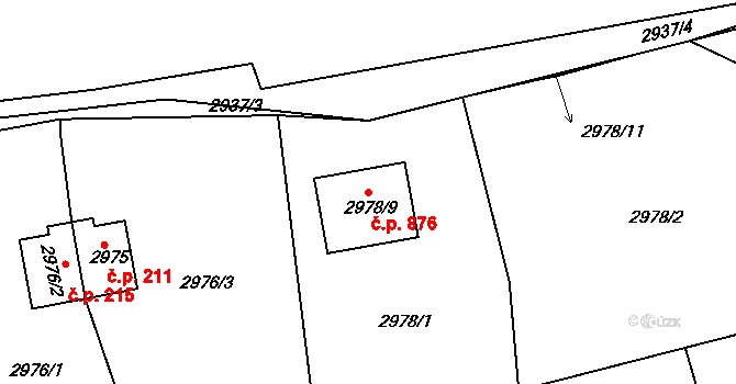 Frýdlant 876, Frýdlant nad Ostravicí na parcele st. 2978/9 v KÚ Frýdlant nad Ostravicí, Katastrální mapa
