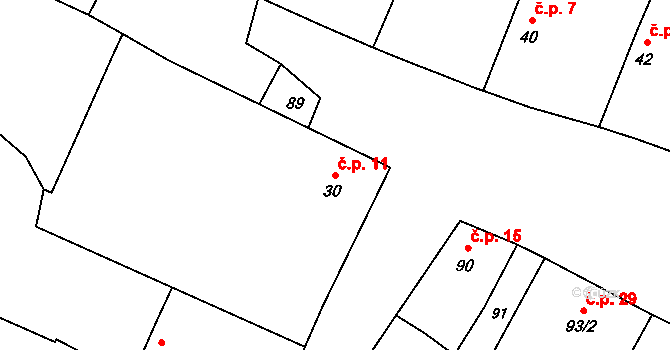 Tři Dvory 11, Litovel na parcele st. 30 v KÚ Tři Dvory u Litovle, Katastrální mapa