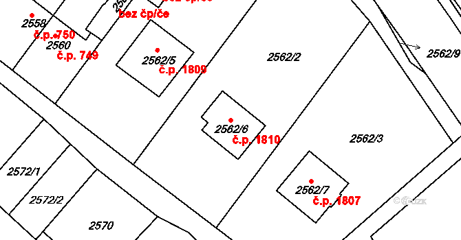 Sokolov 1810 na parcele st. 2562/6 v KÚ Sokolov, Katastrální mapa