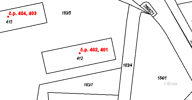 Černilov 401,402 na parcele st. 412 v KÚ Černilov, Katastrální mapa