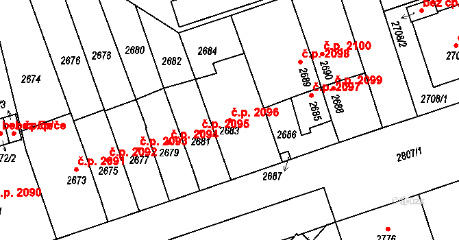 Žižkov 2096, Praha na parcele st. 2683 v KÚ Žižkov, Katastrální mapa