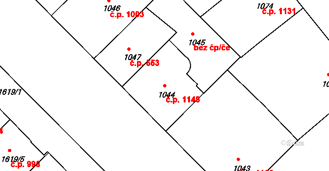 Nusle 1148, Praha na parcele st. 1044 v KÚ Nusle, Katastrální mapa