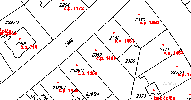 Nusle 1460, Praha na parcele st. 2367 v KÚ Nusle, Katastrální mapa