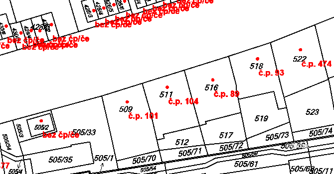 Břevnov 104, Praha na parcele st. 511 v KÚ Břevnov, Katastrální mapa