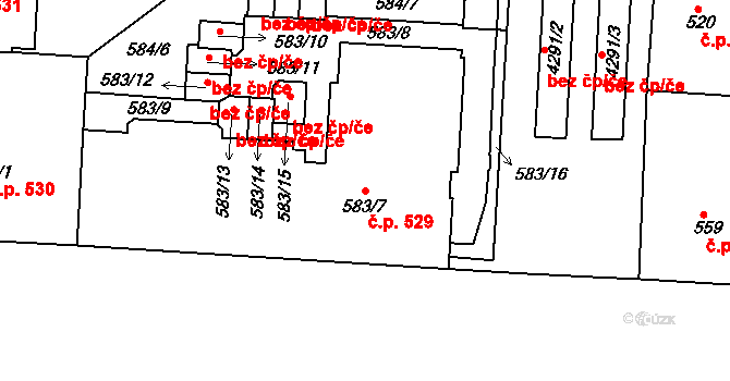 Dejvice 529, Praha na parcele st. 583/7 v KÚ Dejvice, Katastrální mapa