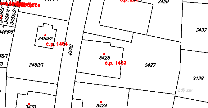 Dejvice 1433, Praha na parcele st. 3426 v KÚ Dejvice, Katastrální mapa