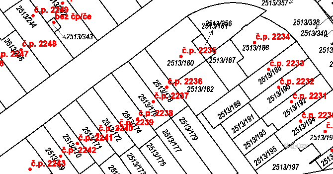 Dejvice 2236, Praha na parcele st. 2513/178 v KÚ Dejvice, Katastrální mapa