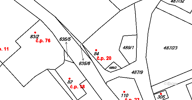 Tihava 20, Kotopeky na parcele st. 84 v KÚ Kotopeky, Katastrální mapa