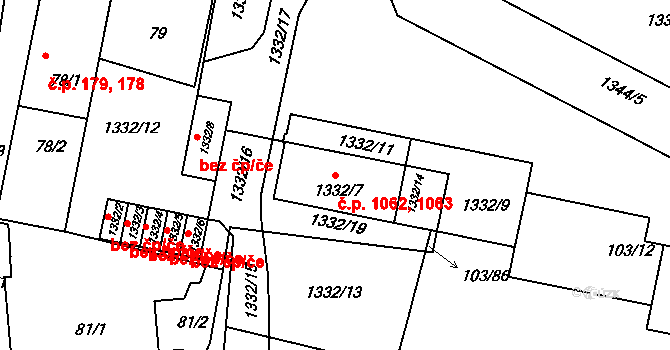 Sedlčany 1062,1063 na parcele st. 1332/7 v KÚ Sedlčany, Katastrální mapa