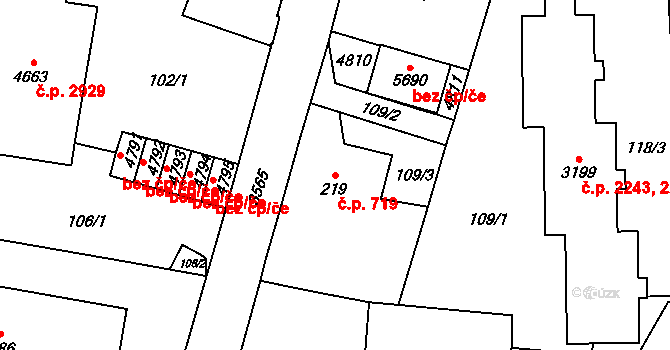 Dvůr Králové nad Labem 719 na parcele st. 219 v KÚ Dvůr Králové nad Labem, Katastrální mapa