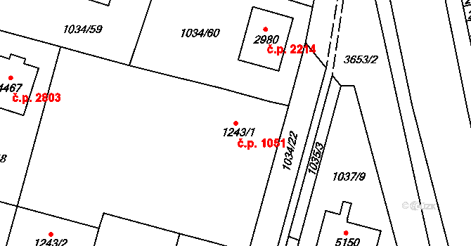 Dvůr Králové nad Labem 1051 na parcele st. 1243/1 v KÚ Dvůr Králové nad Labem, Katastrální mapa