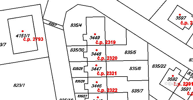 Dvůr Králové nad Labem 2320 na parcele st. 3448 v KÚ Dvůr Králové nad Labem, Katastrální mapa