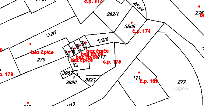 Vrchlabí 175 na parcele st. 117 v KÚ Vrchlabí, Katastrální mapa