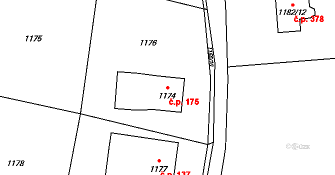Chotěbuz 175 na parcele st. 1174 v KÚ Chotěbuz, Katastrální mapa