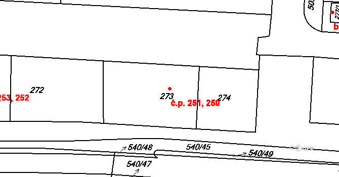 Neředín 250,251, Olomouc na parcele st. 273 v KÚ Neředín, Katastrální mapa