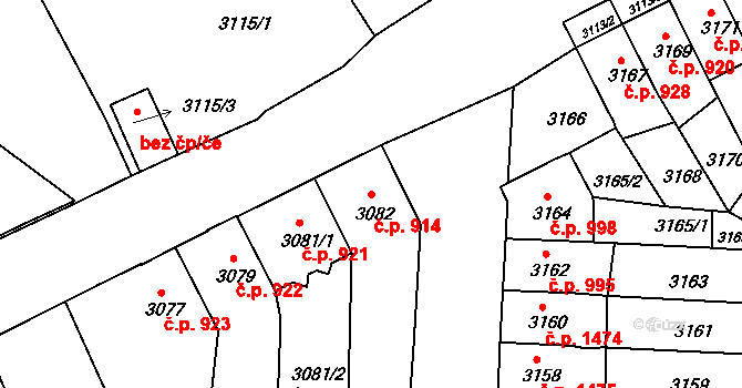 Česká Lípa 914 na parcele st. 3082 v KÚ Česká Lípa, Katastrální mapa