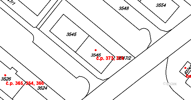 Liberec V-Kristiánov 373,374, Liberec na parcele st. 3545 v KÚ Liberec, Katastrální mapa
