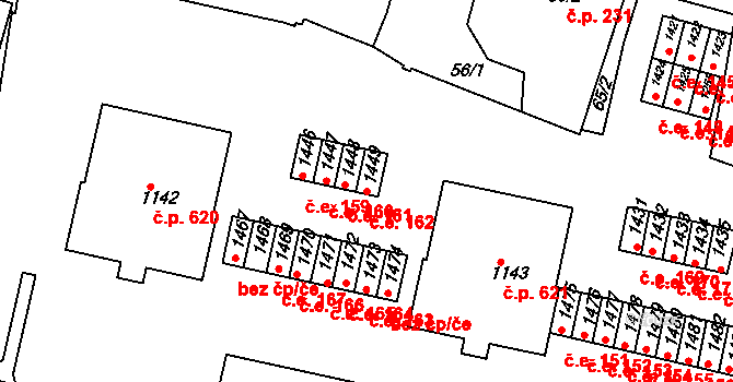 Rosice 162 na parcele st. 1449 v KÚ Rosice u Brna, Katastrální mapa