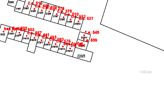 Mokrá 509, Mokrá-Horákov na parcele st. 219/12 v KÚ Mokrá u Brna, Katastrální mapa