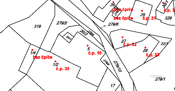 Sedlov 10, Ratboř na parcele st. 5 v KÚ Sedlov, Katastrální mapa